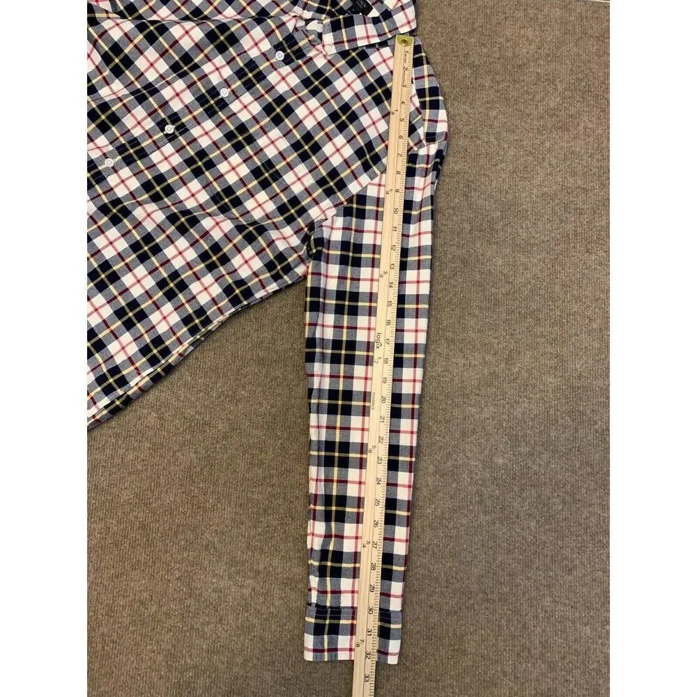 J Crew Oxford Plaid Shirt Mens XL Slim Fit OCBD Long Sleeve Button Down